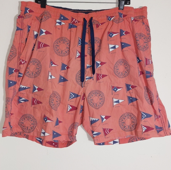 Reyn Spooner Mens Nautical Board Shorts Swim Trunks Beach Orange Size 2XL - Picture 1 of 9